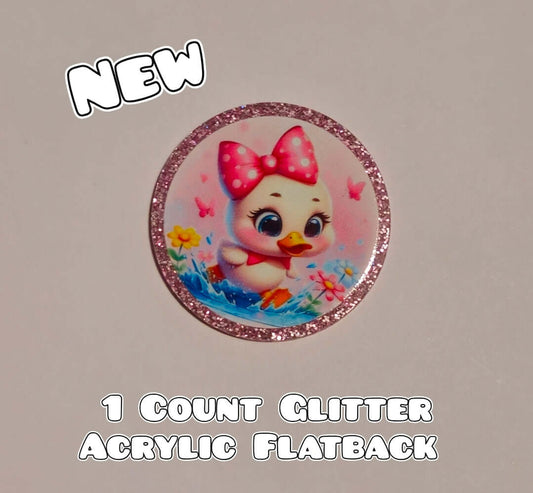 Glitter Acrylic Flatback- Acrylic Planer Resin Charm- Duck