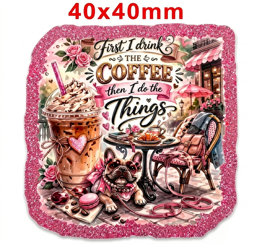 Glitter Acrylic Flatback- Acrylic Planer Resin Charm Coffee