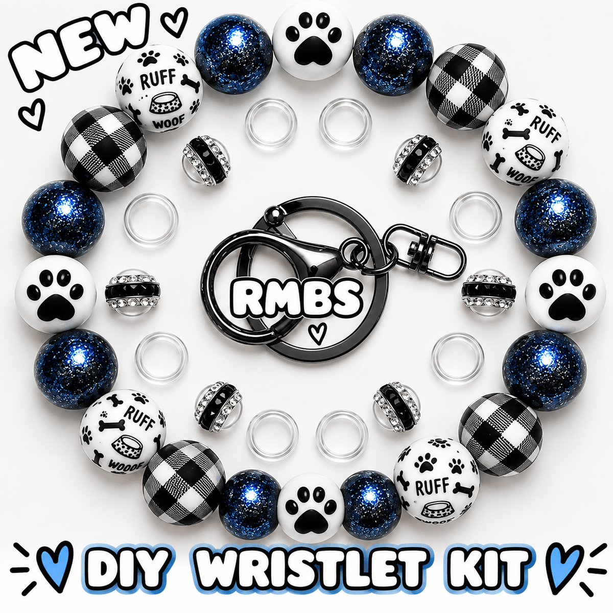 New 1 Count DIY Deluxe Beadable Wristlet Kit