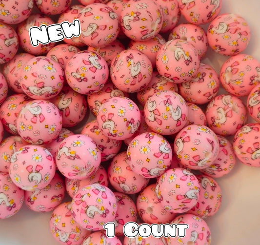 New 1 Count DIY Silicone Beads 15mm printed Silly Goose