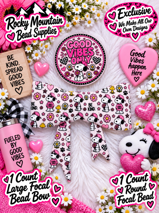 New Shop Exclusive 1 Count Large Silicone Bow 1 Count Focal Bead Round Snoopy