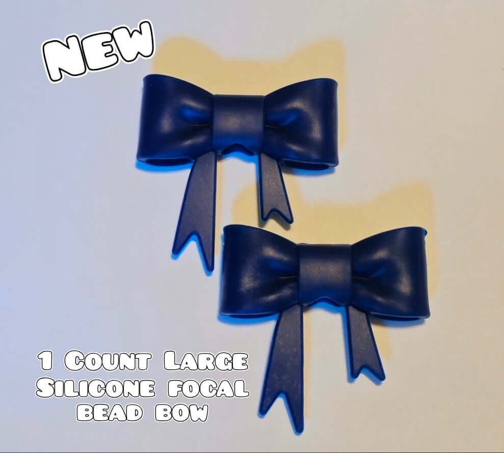 1 Count Large Silicone Printed Bow Focal Beads. Bow beadable accessories