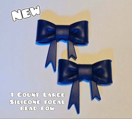 1 Count Large Silicone Printed Bow Focal Beads. Bow beadable accessories