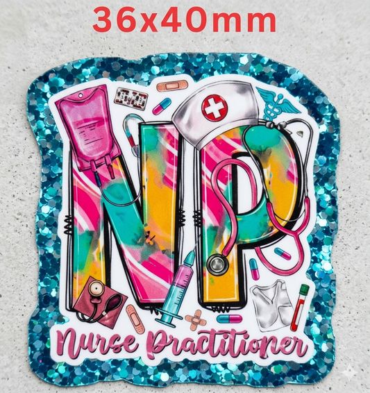 Glitter Acrylic Flatback- Acrylic Planer Resin Charm Medical Nurse Practitioner