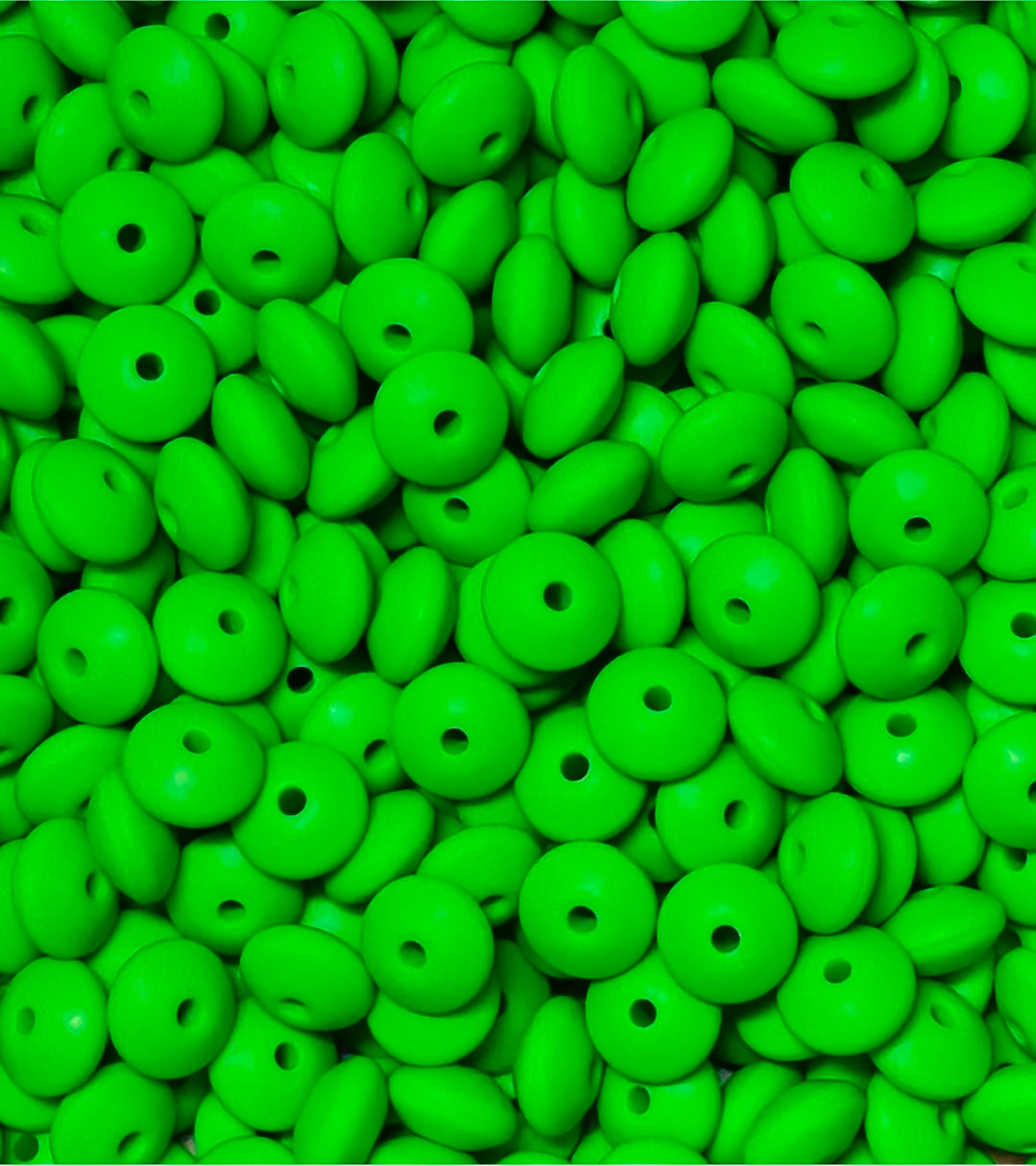 New 1 Count 12mm Silicone Solid Lentil Spacer Beads Craft Supplies Multiple Colors