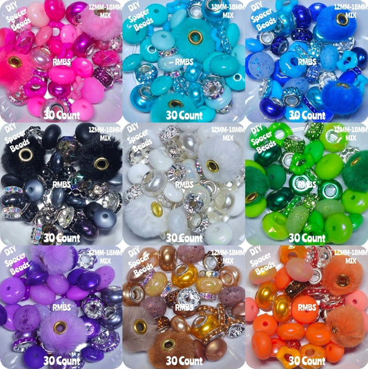 30 Count DIY Custom Made Spacer Beads Mix Craft Supplies 12MM-18MM Spacer Bead Mix