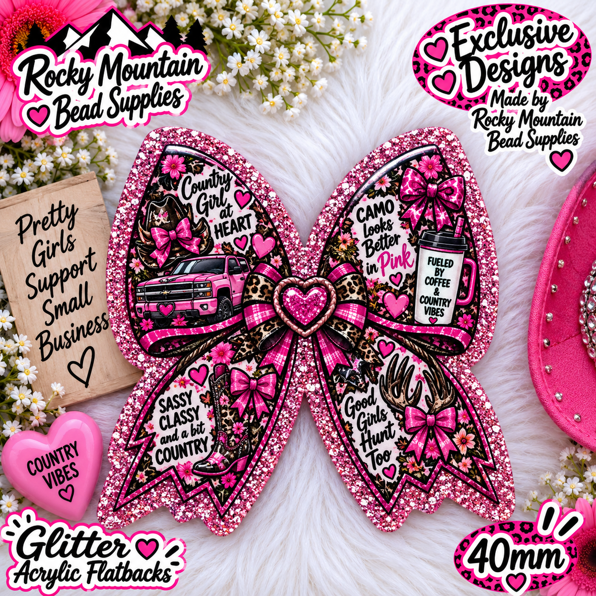 Shop Exclusive 1 Count Custom Exclusive Glitter Acrylic Flatback 40mm