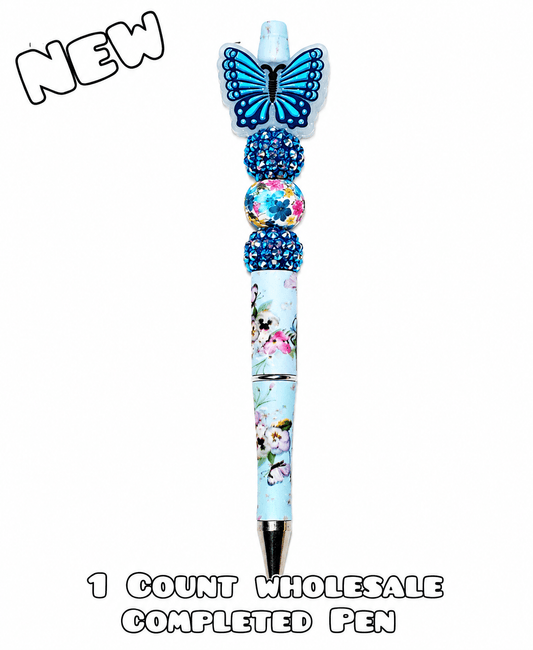Wholesale 1 Count Beadable Pens Blue Butterfly