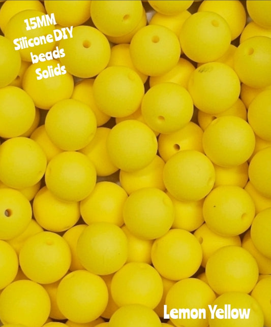 15mm DIY Silicone Solids 1 Count Lemon Yellow