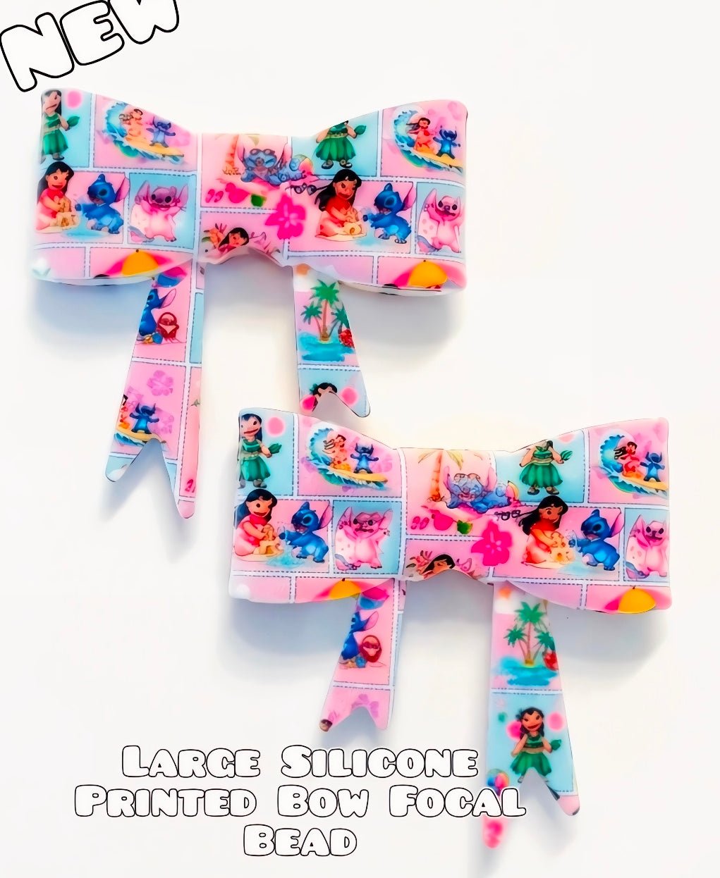 1 Count New Release Silicone Focal Bead Bow Exclusive LILO STITCH