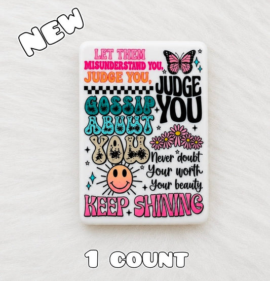 DIY Silicone Printed Focal Beads - 1 Count Bead Charms Craft Supplies Let Them Judge You Inspirational