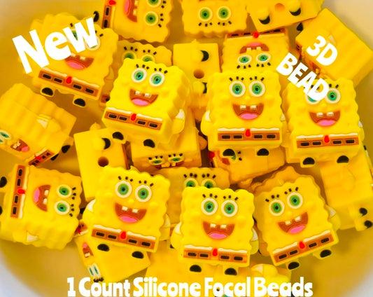 New 1 Count Focal Bead 3D SpongeBob