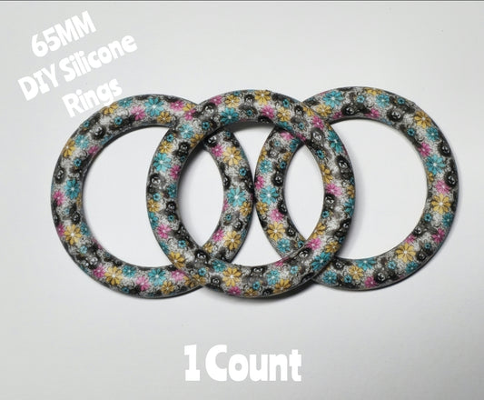1 Count DIY 65MM Silicone Rings Craft Supplies Beadable Blanks Highland Cow Flowers