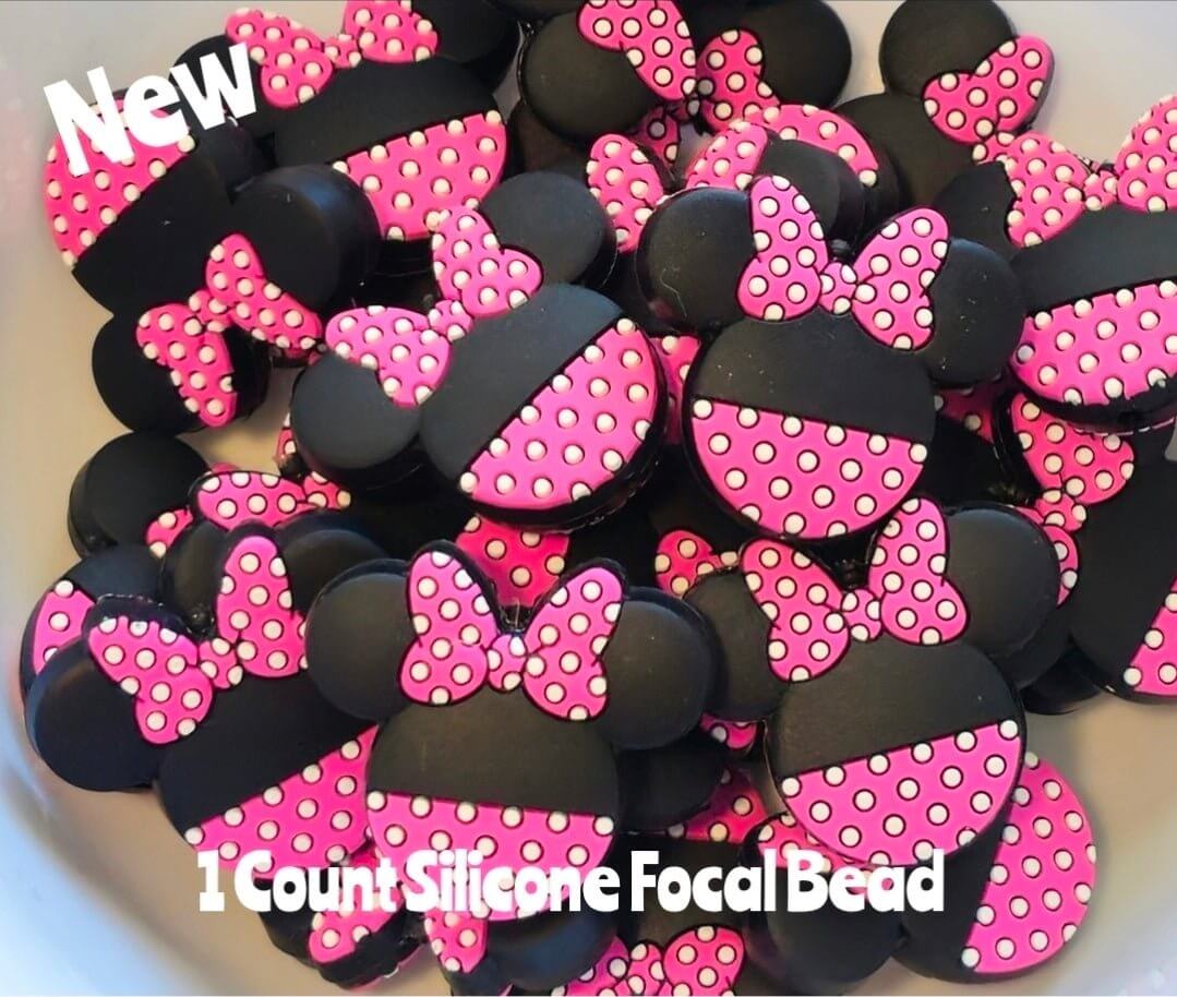New 1 Count Mouse Ears Polka Dots Focal Bead