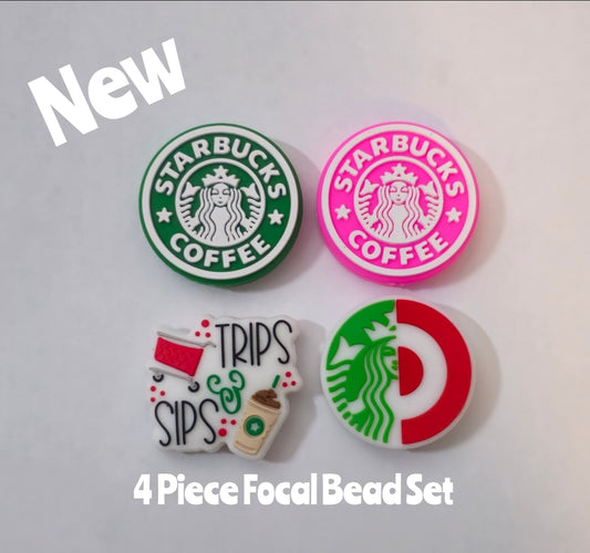 NEW Coffee DIY Focal Bead 4 Count Craft Supplies