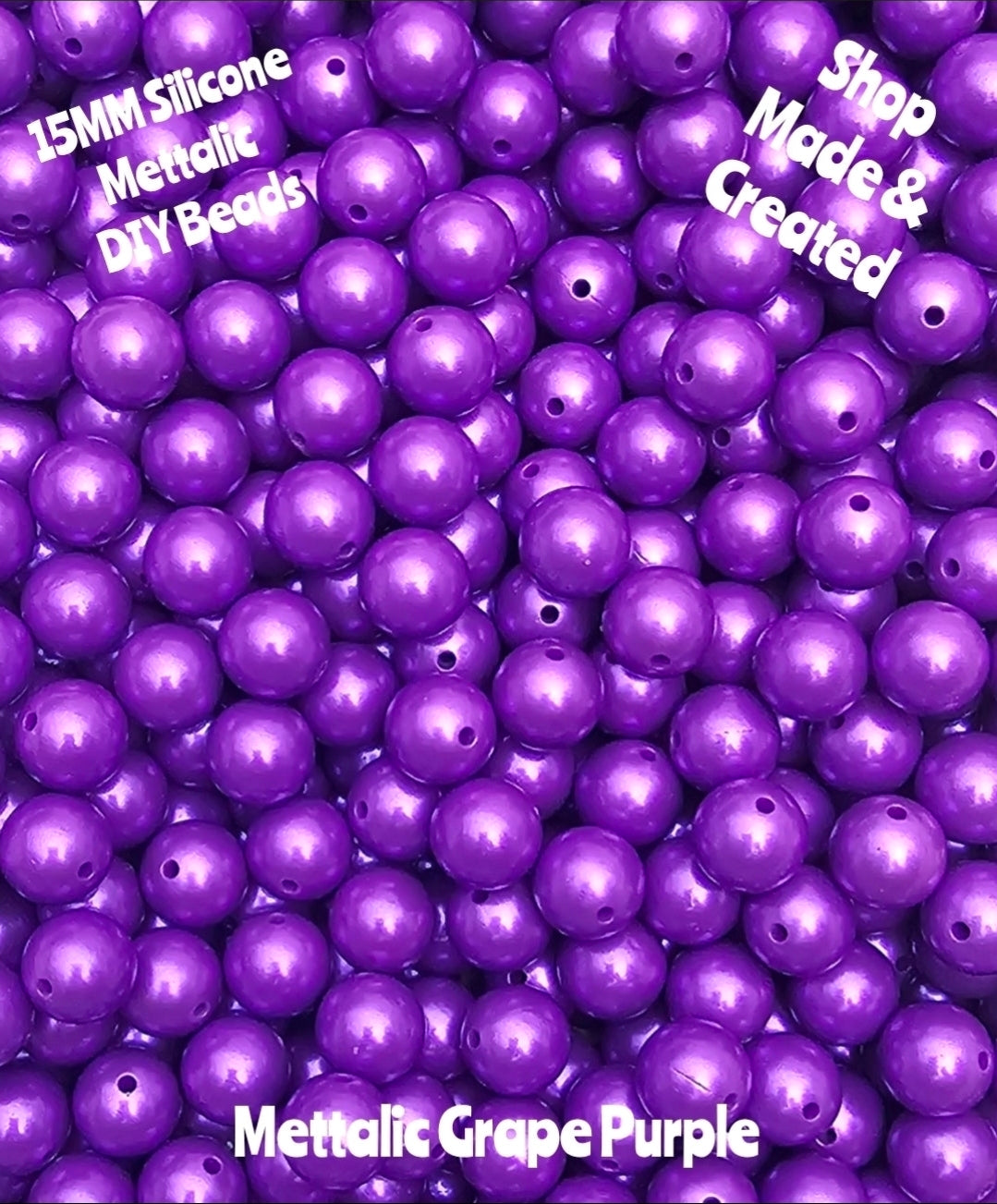 NEW 15mm DIY Silicone Beads Mettalics 1 Count COSMIC PURPLE