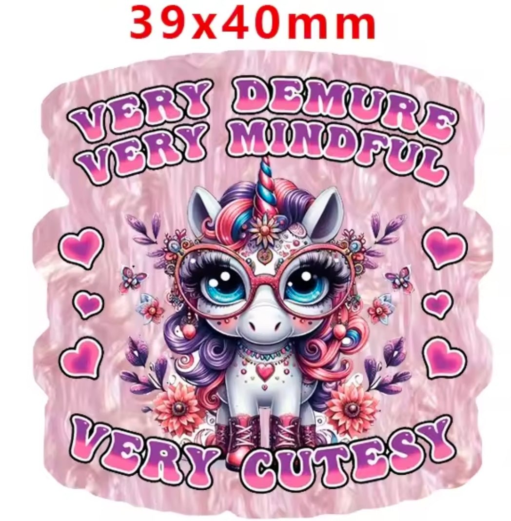 Glitter Acrylic Flatback- Acrylic Planer Resin Charm unicorn