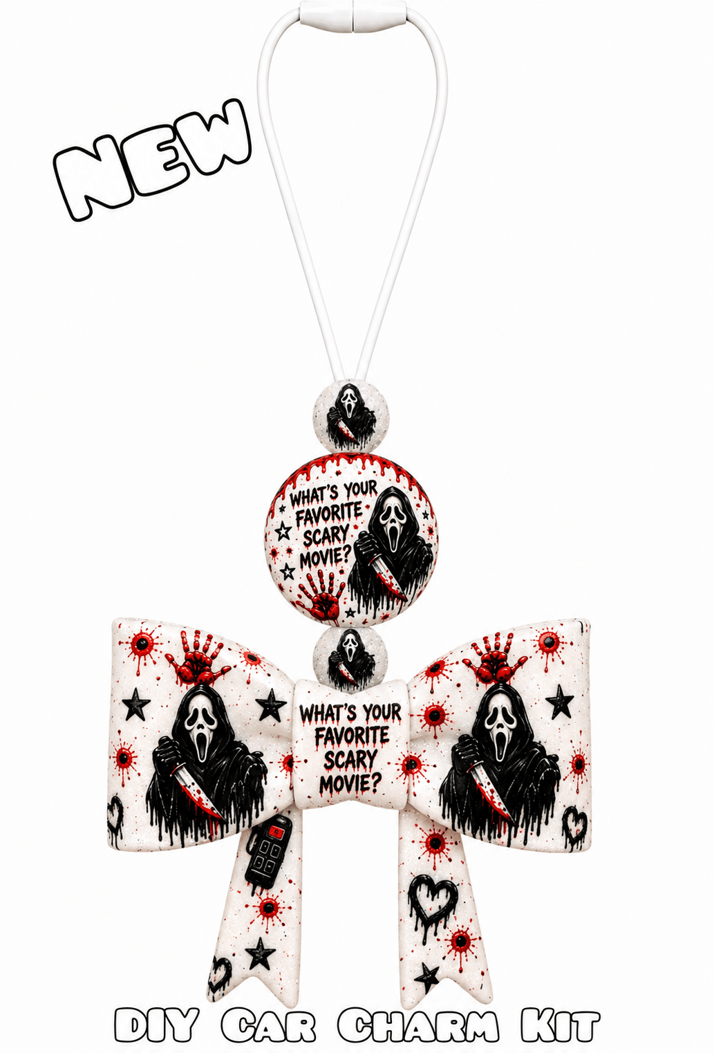 New 1 Count DIY Beadable Care CHARM Ghost Face