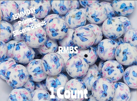 New 1 Count 15mm Printed Beads Character Stitch Beads Craft Supplies