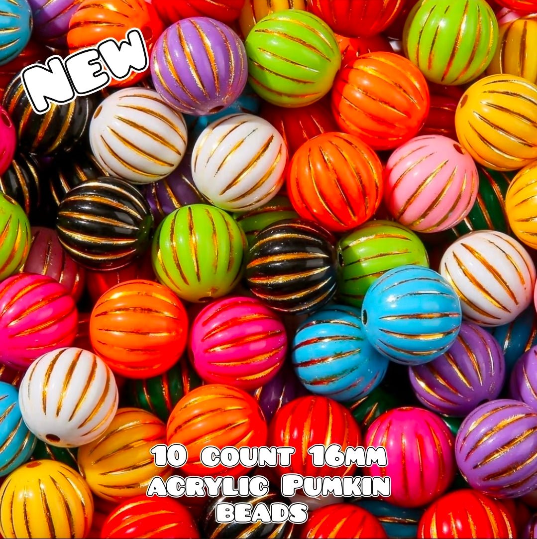 10 count 16MM Acrylic Pumpkin Bead Mix