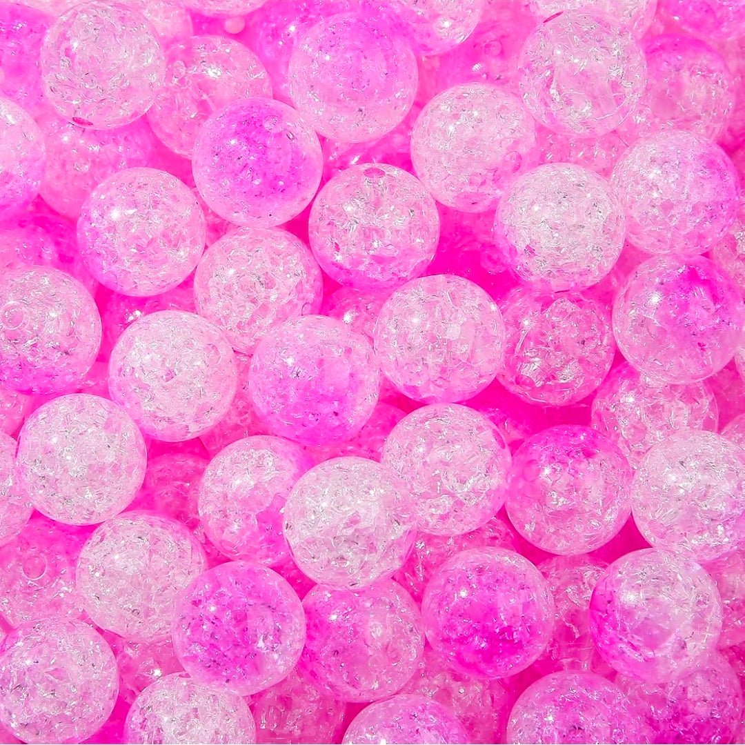 10 count 16MM Acrylic Ombre Sparkle Crackle Beads 2 Toned