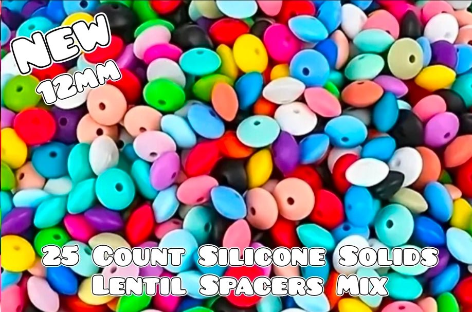 25 Count 12mm Silicone Lentil Spacer Bead Mix