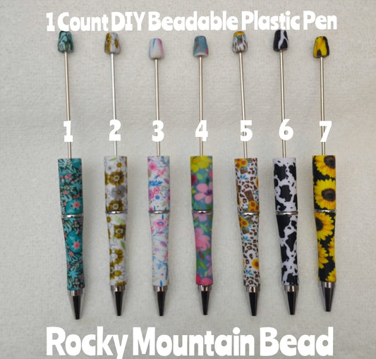 1 Count Beadable Pens DIY Beadable Blanks Craft Supplies Cow Sunflower Flowers