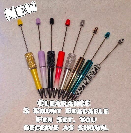 8 Count Beadable Plastic Pen Set