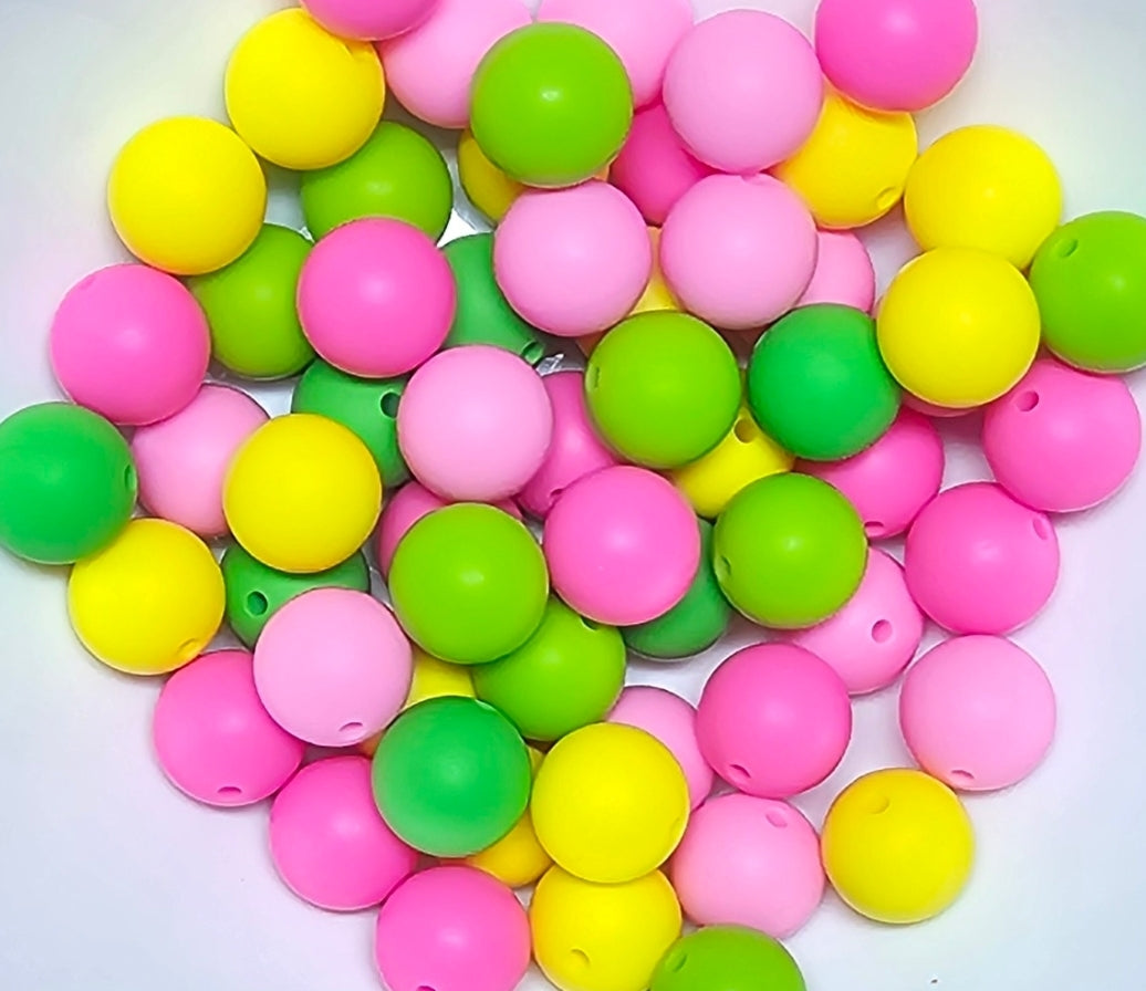 15mm DIY Silicone Beads Solids Mixed Colors Craft Supplies