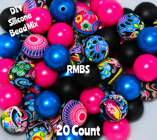 New Bold Bright Paisley Bead Mix DIY Beads 20 Count. Craft Supplies