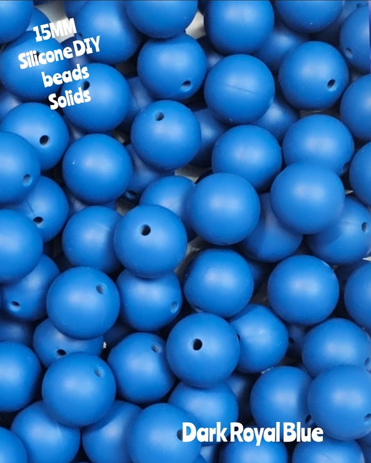 15mm DIY Silicone Solids 1 Count Dark Royal Blue