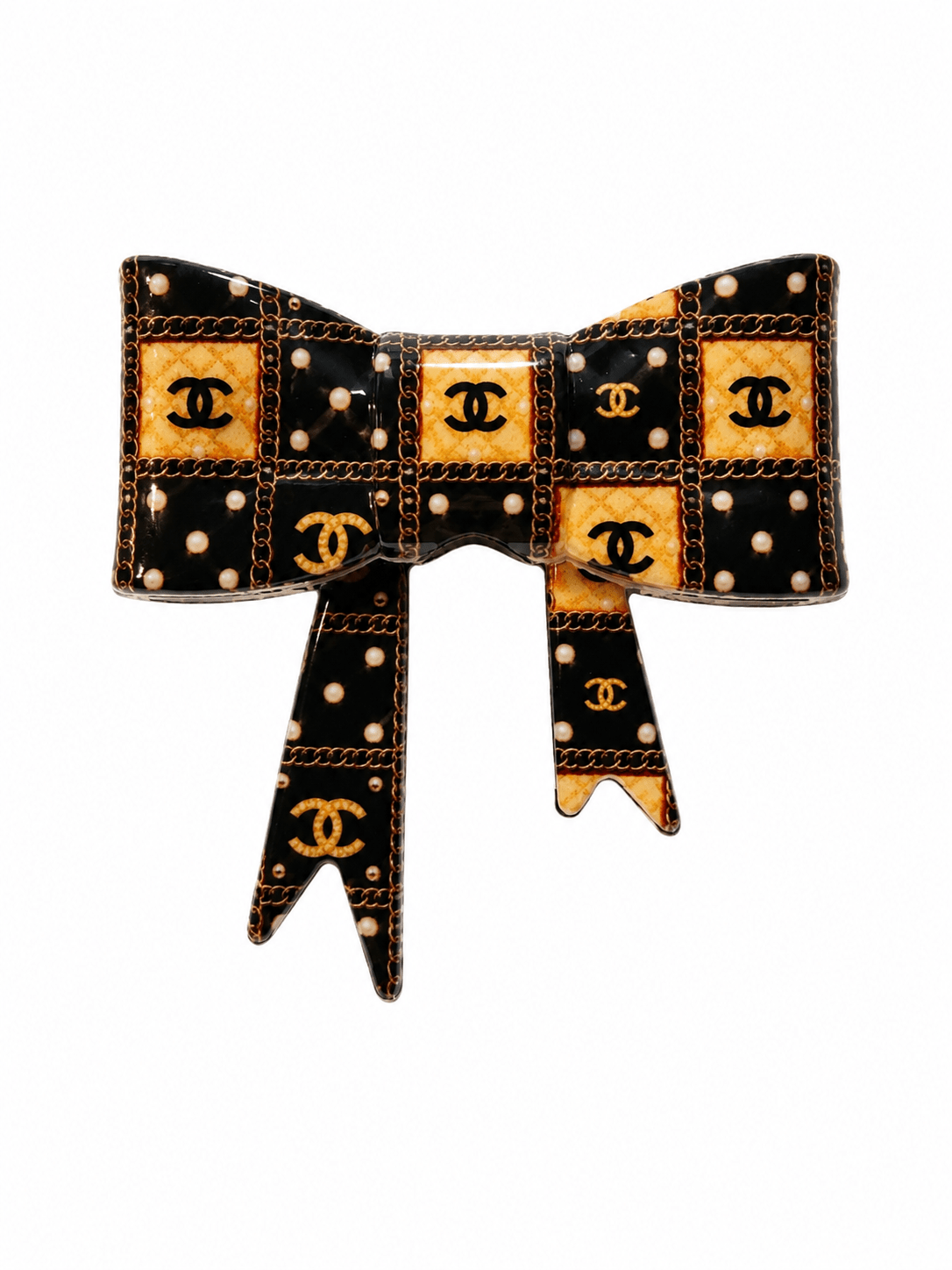 1 Count New Release Silicone Focal Bead Bow GLOSSY FINISH Exclusive CC Gold Black 3 options