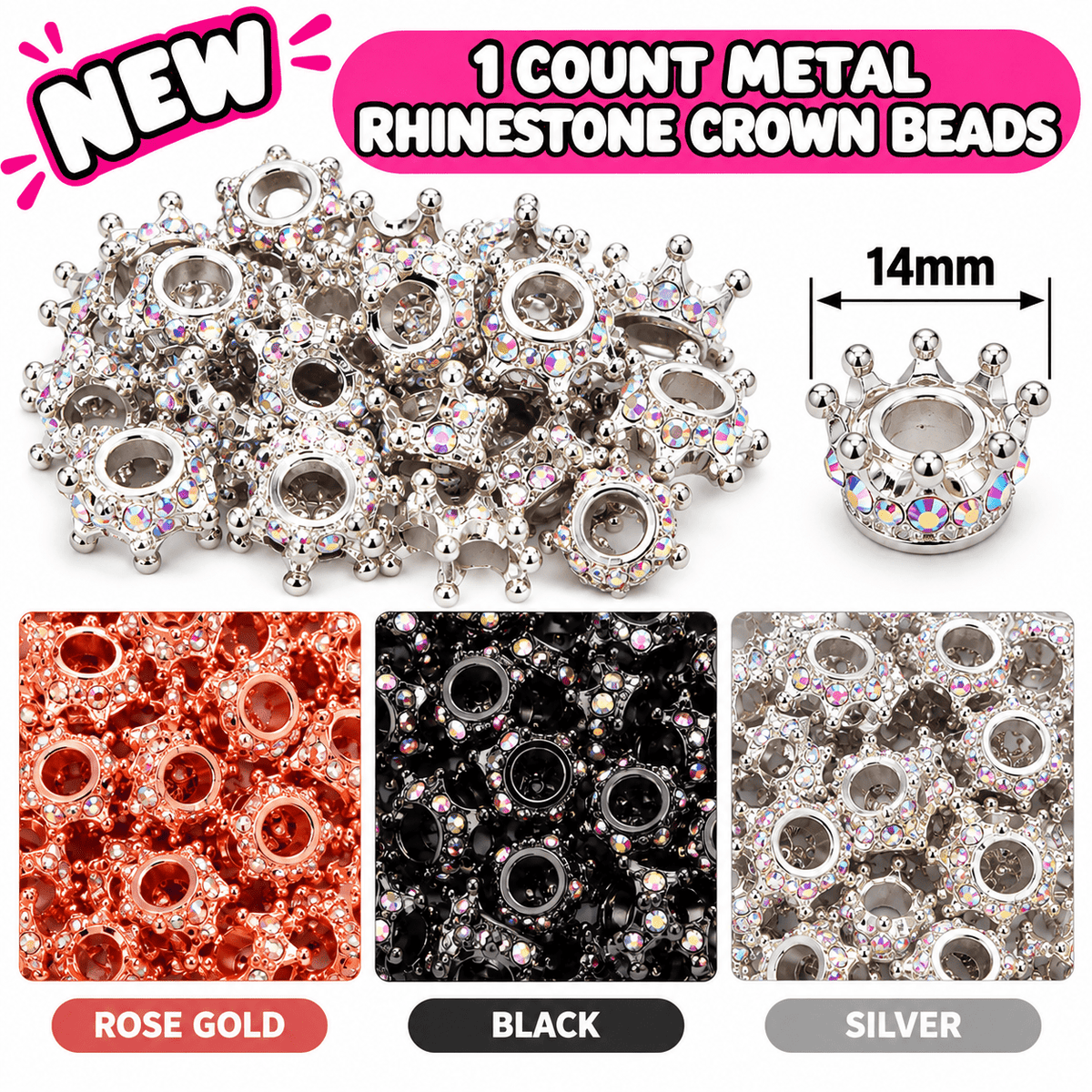 1 Count Metal Rhinestone Crowns