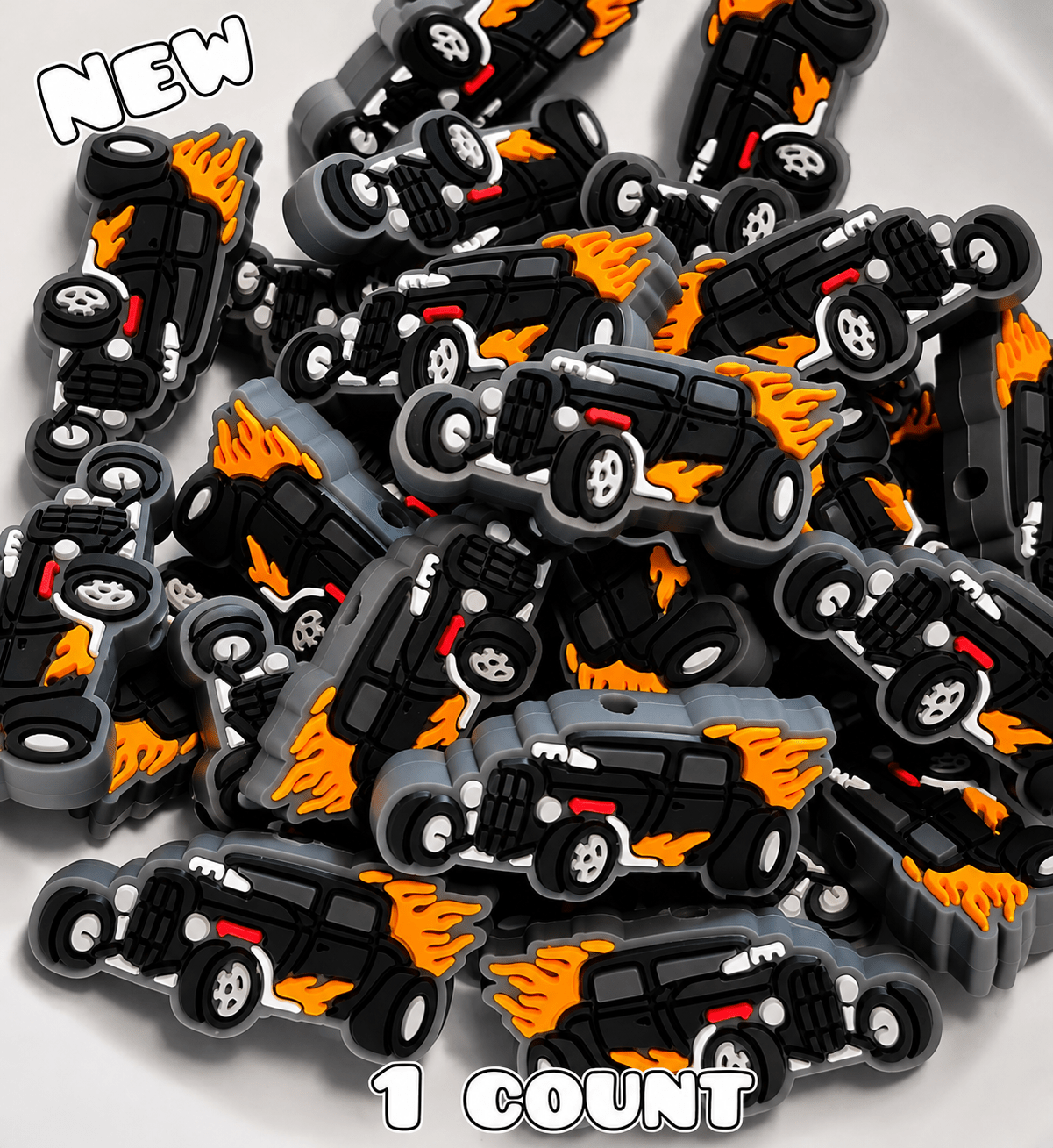 New 1 Count Hot Rod Cars Focal Bead