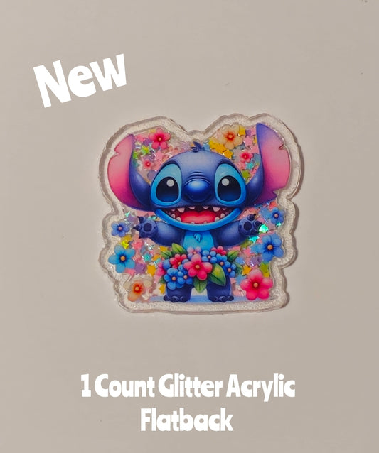New 1 Count Glitter Acrylic Confetti Shaker Flatback Stitch