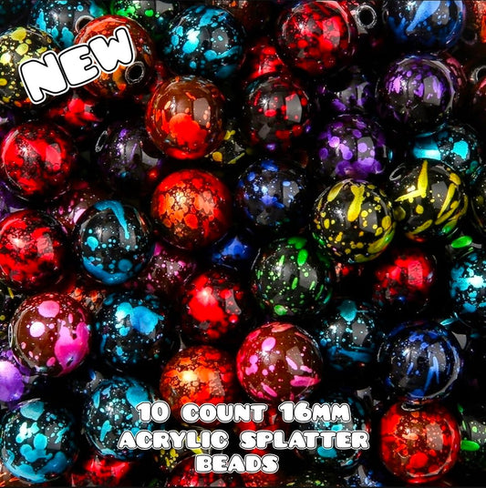 10 count 16MM Acrylic Splatter Bead Mix