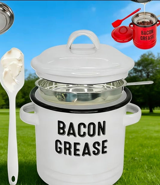Bacon Grease Storage Container 6 Piece Set White
