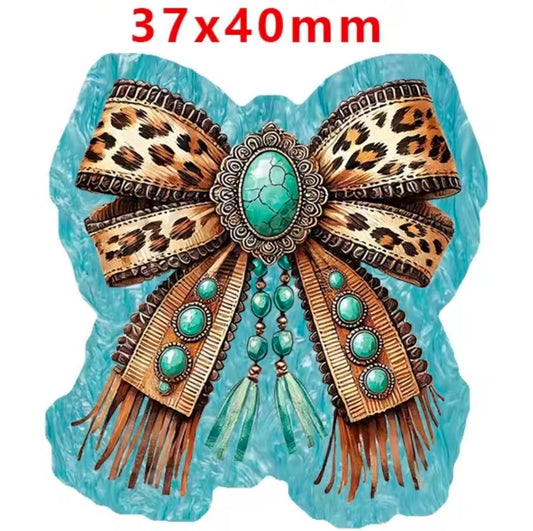 Glitter Acrylic Flatback- Acrylic Planer Resin Charm Western bow