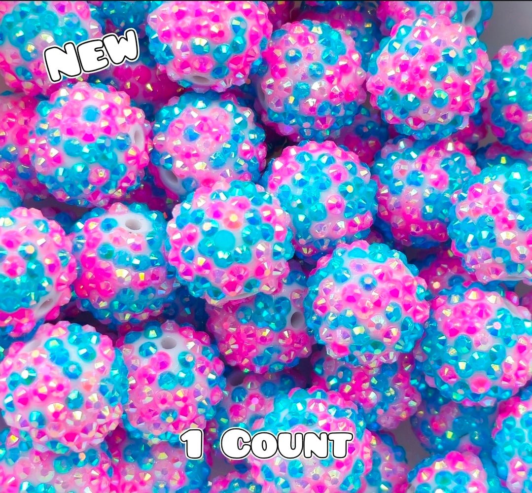 20MM New 1 Count Acrylic Rhinestone Beads Multi Color Pink Blue