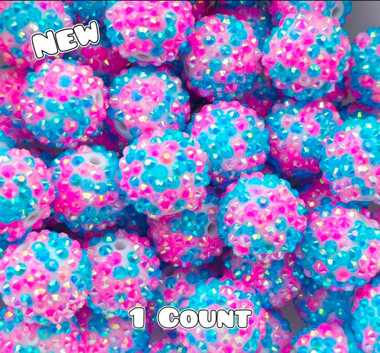 20MM New 1 Count Acrylic Rhinestone Beads Multi Color Pink Blue