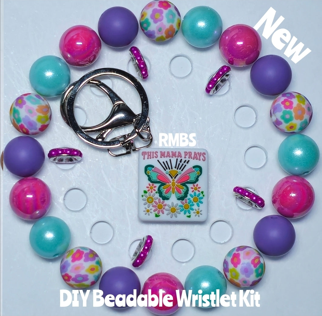 New 1 Count DIY Deluxe Beadable Wristlet Kit With Focal- Floral Inspirational Beadable Accessories