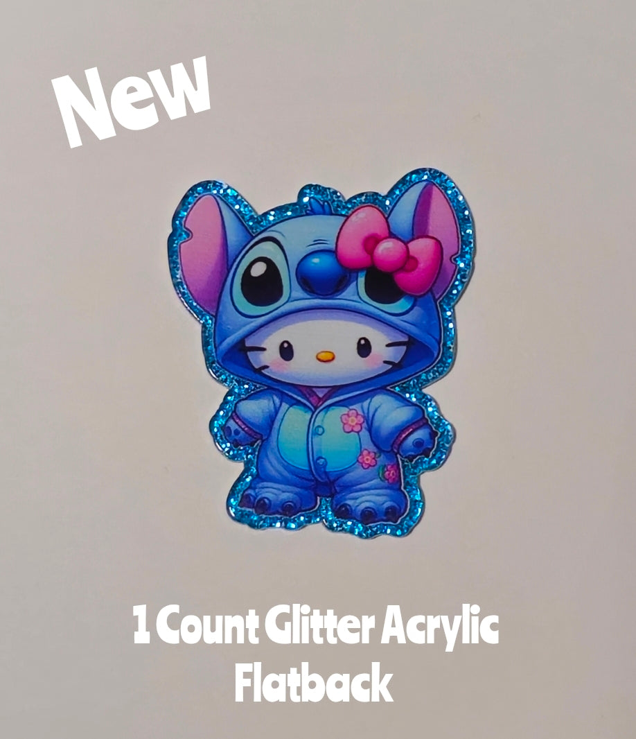 New 1 Count Glitter Acrylic Flatback Stitch Hello Kitty