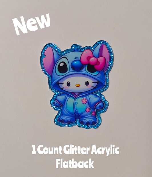 New 1 Count Glitter Acrylic Flatback Stitch Hello Kitty