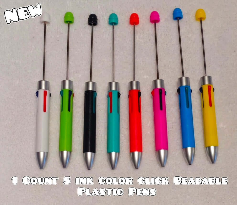 1 Count 5 ink Click Beadable Pen Blanks Mix. Bead Accessorie Blanks