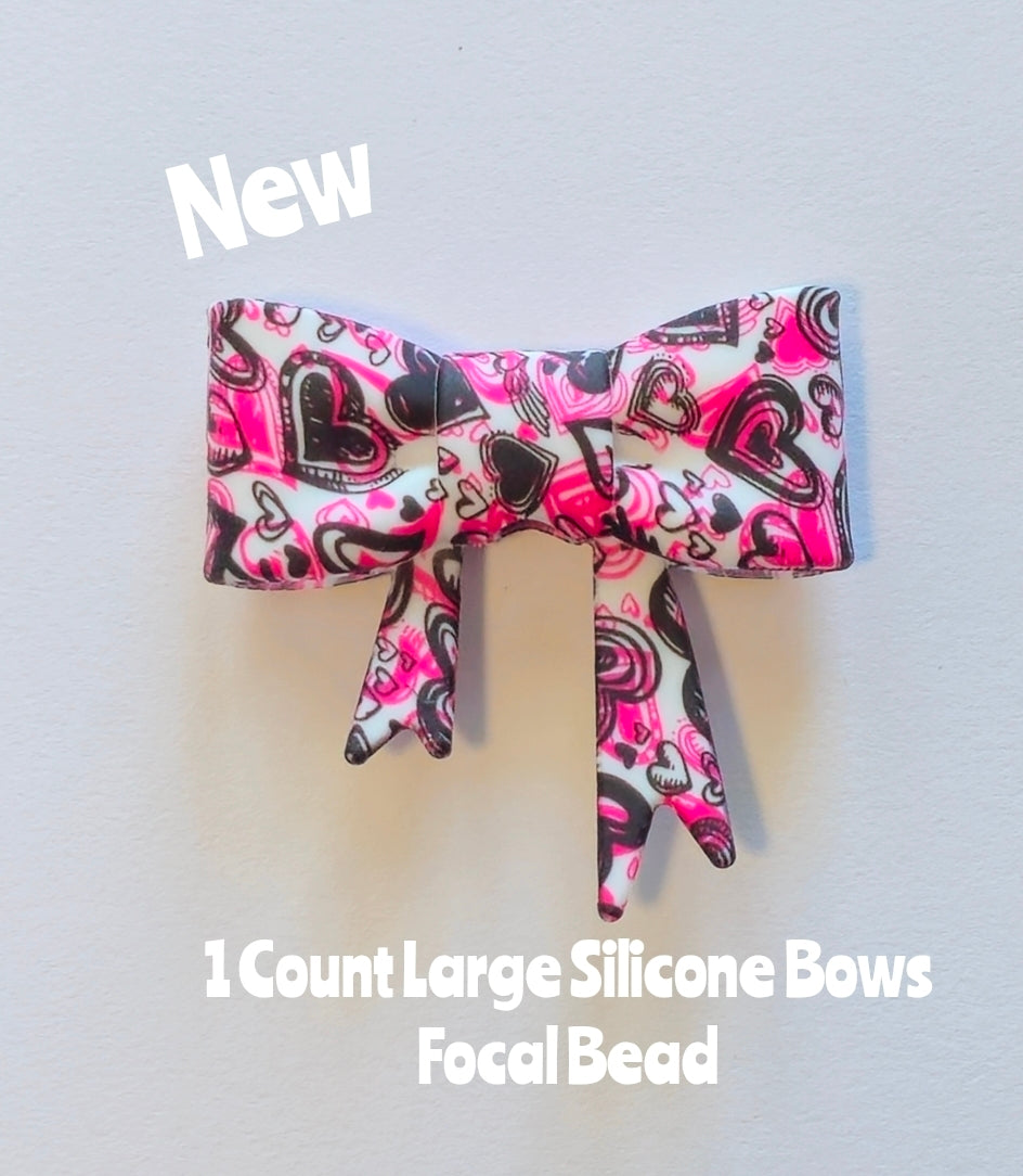 New 1 Count Large Bows Focal Bead