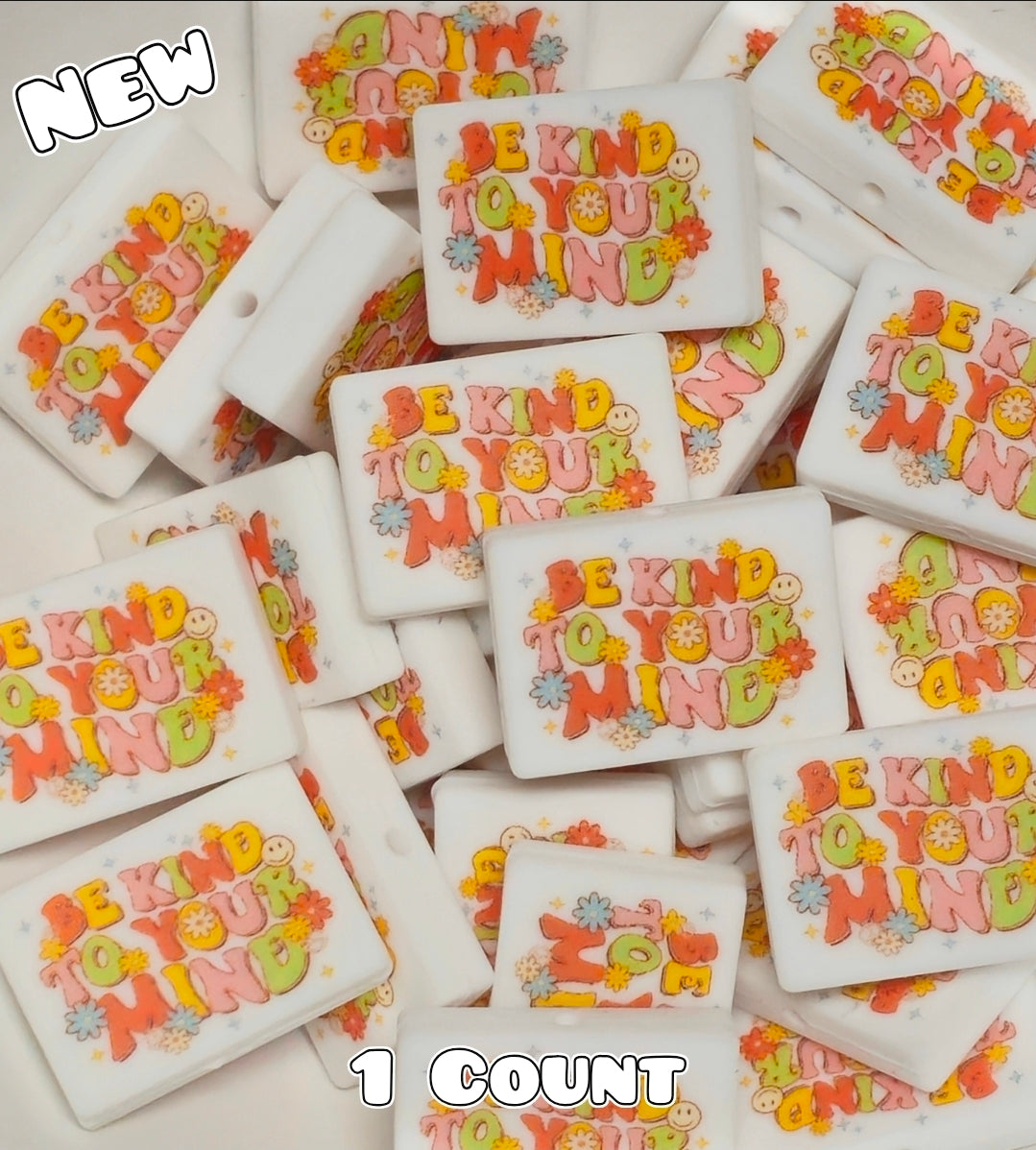 New 1 Count Focal Bead Printed Be Kind To Your Mind Overstock