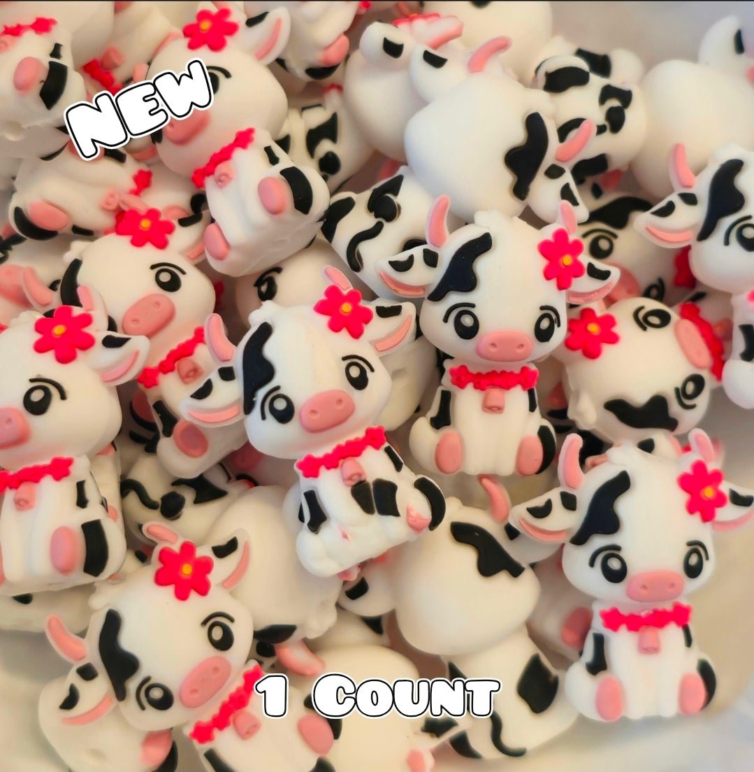 New 1 Count Focal Bead Cow 3D