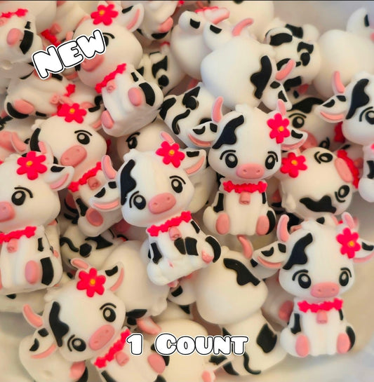 New 1 Count Focal Bead Cow 3D