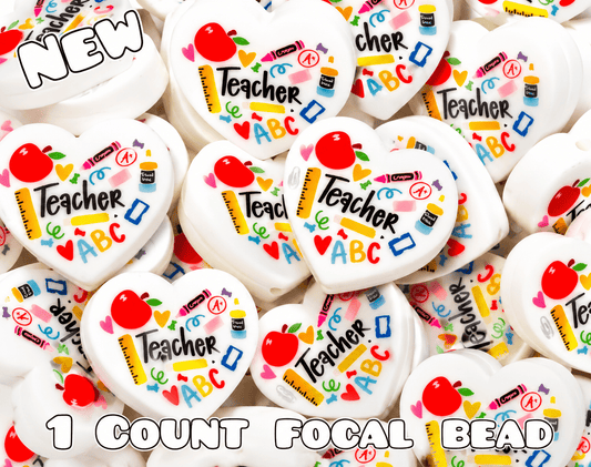 1 Count Focal Bead Printed Silicone Teacher