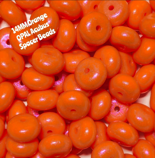 1 Count DIY 14MM ORANGE Silicone OPAL Acubus Spacer Beads Craft Supplies